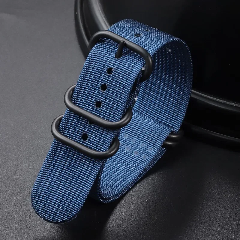 Nylon Braided Watch Bands with 5-Ring Buckle - Woven Canvas Strap Replacement