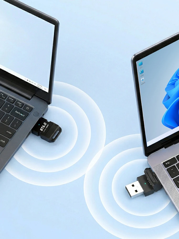 USB BT 어댑터 플러그 앤 플레이 BT 6.0 동글 수신기 EDR & BLE, 키보드, 마우스, 헤드폰, 스피커용 윈도우 8.1/10/11 지원