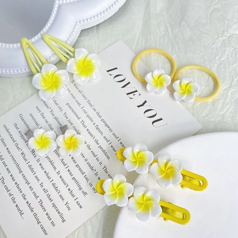 

Симпатичная Плюмерия цветок заколка для волос милое Яйцо цветок шпилька для волос боковая лампа для девочек Пляжный головной убор аксессуары для волос