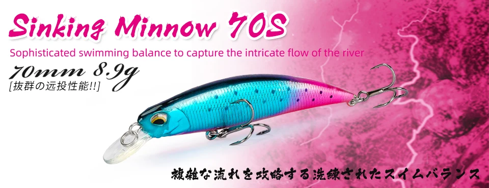 TSURINOYA 60S Sinking Minnow Angelköder 60 mm 6,5 g Reichweite 0,4–0,8 m künstliche harte Köder Forelle Hecht Bass Stream Jerkbait Wobbler – Detail 2
