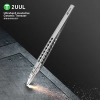 2UUL TW31 Ultrahard Insulative Ceramic Tweezer Anti-Static No Deformation Not Conductive Mobile Phone CPU IC PCB Repair Tweezers 1