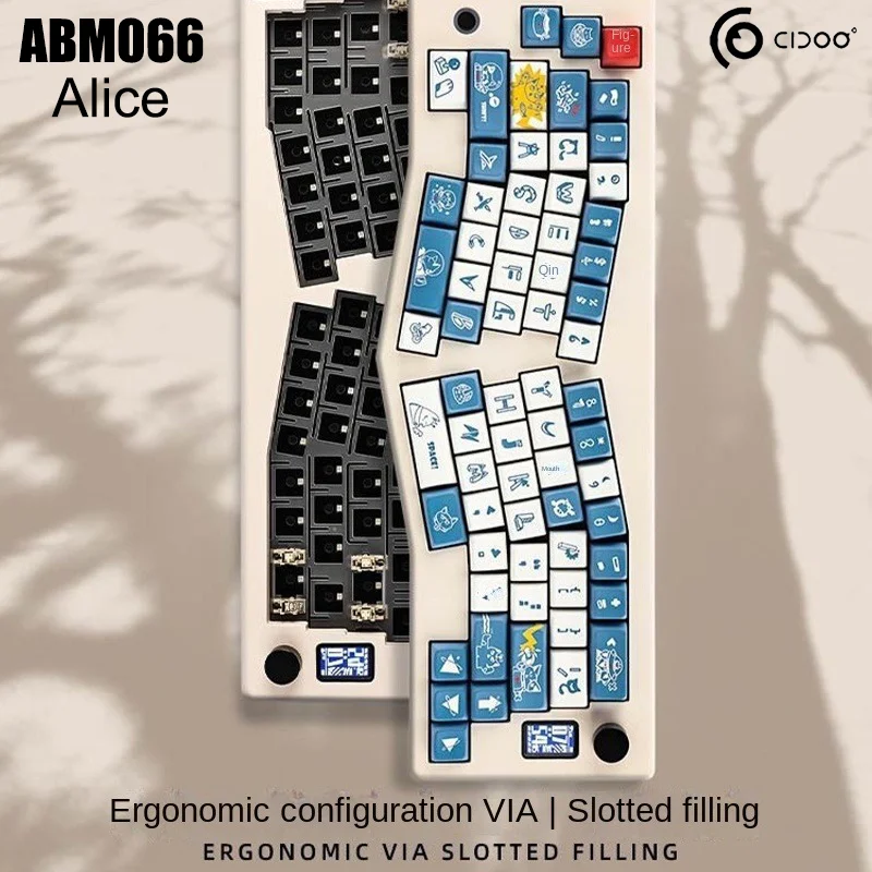

Механическая клавиатура CIDOO ABM066 Alice, три режима, Bluetooth/2,4 ГГц/Type-C, проводная, беспроводная, под заказ, прокладка Hot Swap для ПК, ноутбука