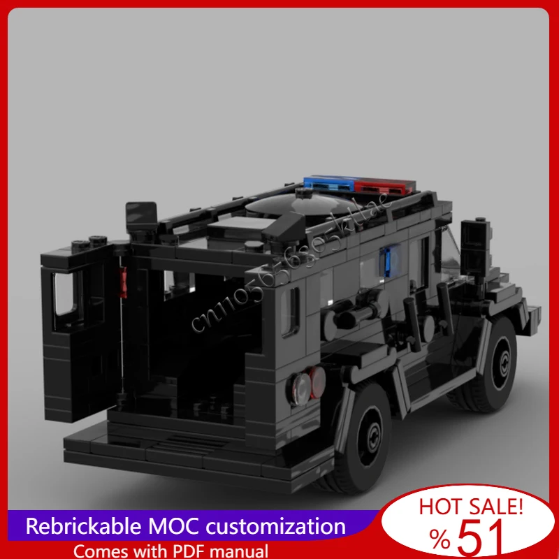 332 PCS MOC 도시 교통 시리즈 SWAT 트럭 모델 기술 빌딩 블록 어린이를위한 창의적 장난감 깜짝 크리스마스 선물