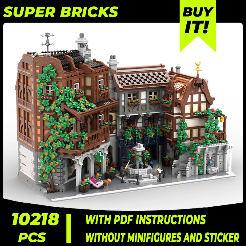 

Street View Model Moc Building Bricks Half-timbered Old Town Technology Modular Blocks Gifts Christmas Toys DIY Sets Assembly