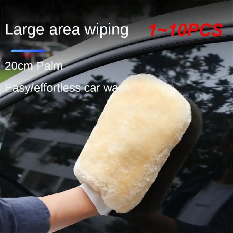 

1~10PCS Cleaning Gloves Wool Multifunctional Thickened Waterproof Dual Use Car Wash Supplies Car Cleaning Gloves Beige Universal