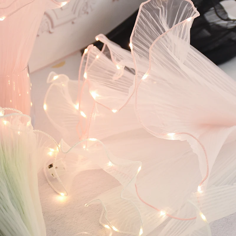 

2M LED Flower Bouquet Wrapper Tulle Roll Wedding Birthday Party Decoration Mother's Valentine's Day Flower Gift Packaging Crafts