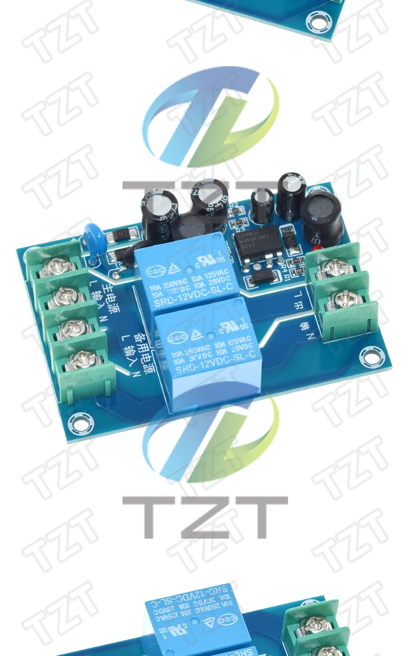 220 V 10 A 2-Kanal-Automatik-Netzschaltermodul mit zwei Eingängen, Power-Off-Umschalter, Transferplatine, Notstromversorgung – Detail 6
