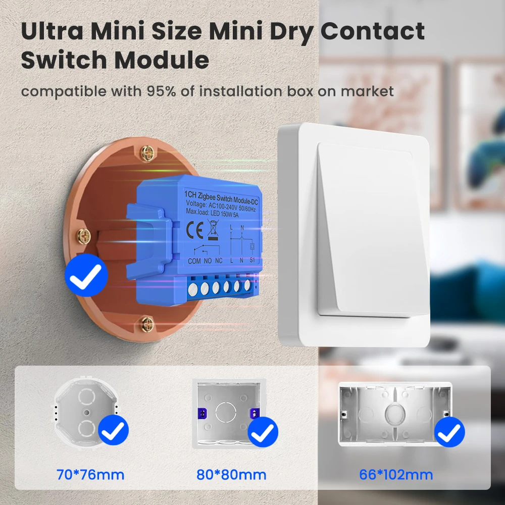 Tuya WIFI/ZigBee Dry Contact Smart Light Switch Module Smart DrY Breaker Relay D