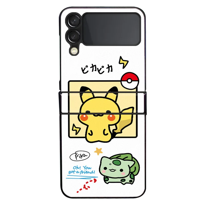 Funda Case for Samsung Galaxy Z Flip 3 Z Flip 4 Cartoon Girl Little Dinosaur Lion Pattern Hinge PU Protection Phone Case Cover