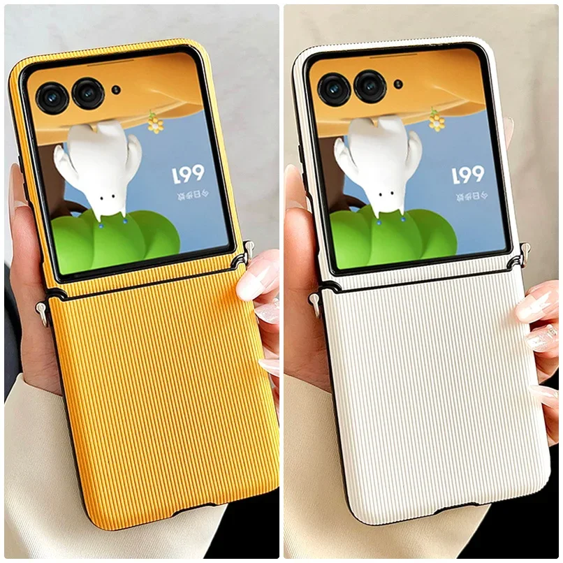 Vertical Bar Textured Candy Phone Case with Side Buckle - Shockproof Protective Cover