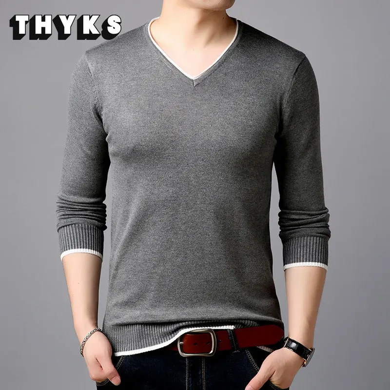 

2022 брендовый Повседневный вязаный свитер с V-образным вырезом, мужские вязаные однотонные теплые мужские свитера, пуловеры, пуловеры, одежда, модные топы, одежда