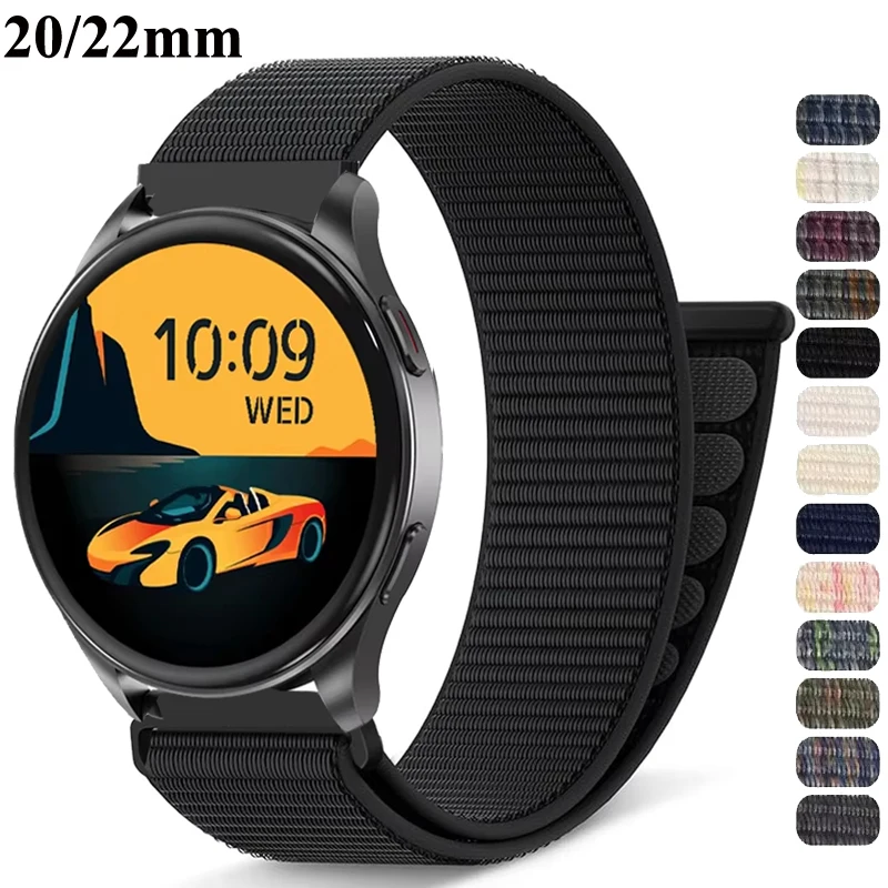 Breathable Nylon Loop Sport Band Bracelet, 20mm 22mm, Adjustable Strap