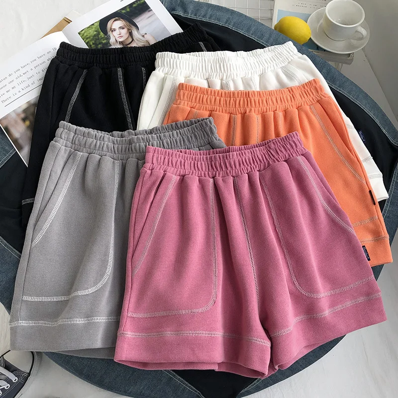 Summer new high-waist shorts women's wide-leg pants are thin and loose sports casual pants pants trend shorts female ice silk pants men s summer thin section trend wild loose casual pants sports pants quick drying harlan nine point pants