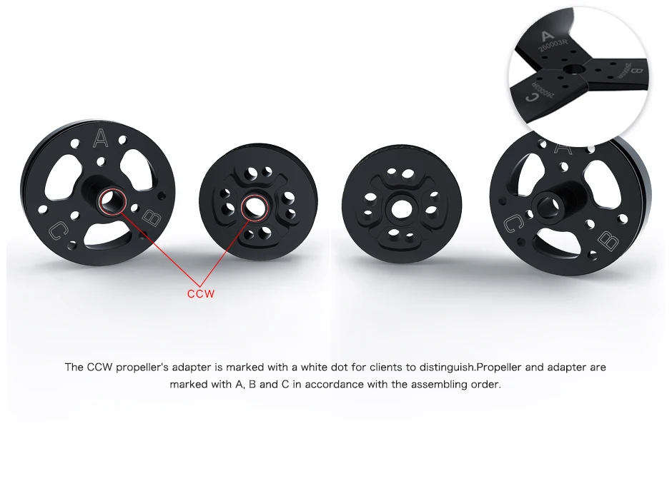T-Motor CF 26*8.5" 3 blades Prop - CW+CCW 6 blades Carbon Fiber prop self-locking adapter for Multirotors X8 frame 9