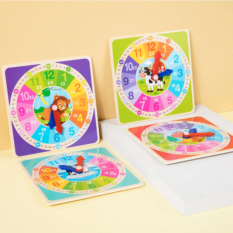 Children Montessori Wooden Clock Toys Hour Minute Second Cognition Colorful Clocks Toys For Kids Early Preschool Teaching Aids 4