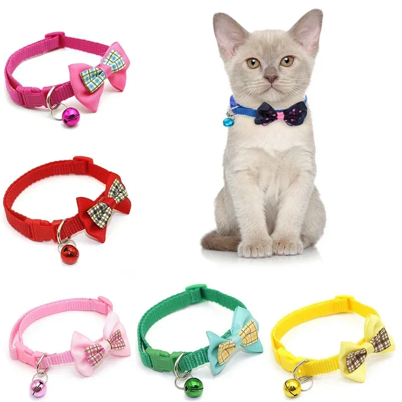 

Pet Cat Collar With Bell Lovely Bow Cat Dog Collar Neck Strap Adjustable Buckle Kitten Puppy Pet Animal Accessories pet collar