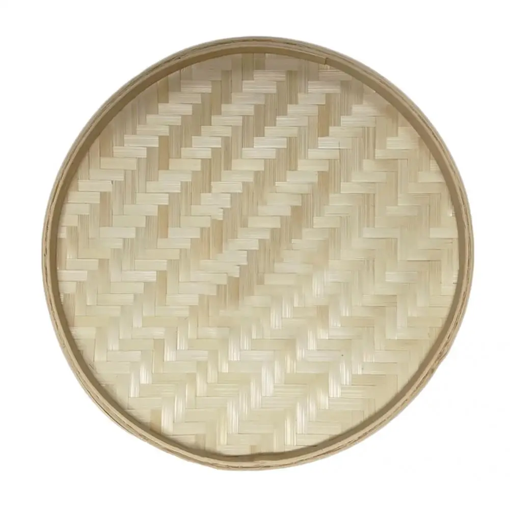 Handmade Weaving Storage Trays Bamboo Sieve Bamboo Raft Round Dustpan Decorative Fruit Bread Basket Kitchen Storage Food Sieve 6