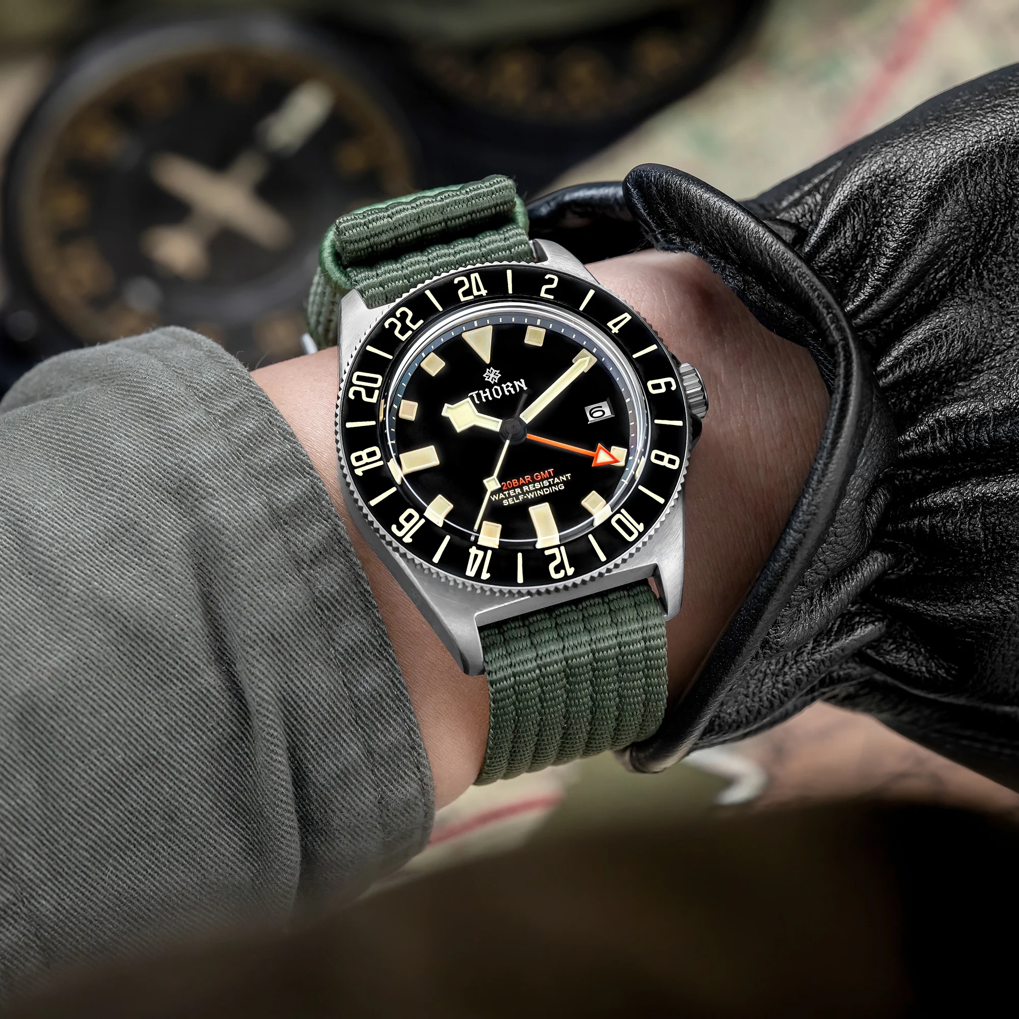 Nouvelle montre THORN T020 Titanium GMT FXD Diving 42 mm, mouvement mécanique automatique NH34, verre saphir lumineux, étanche à 200 m, montre-bracelet pour homme_voghion.com