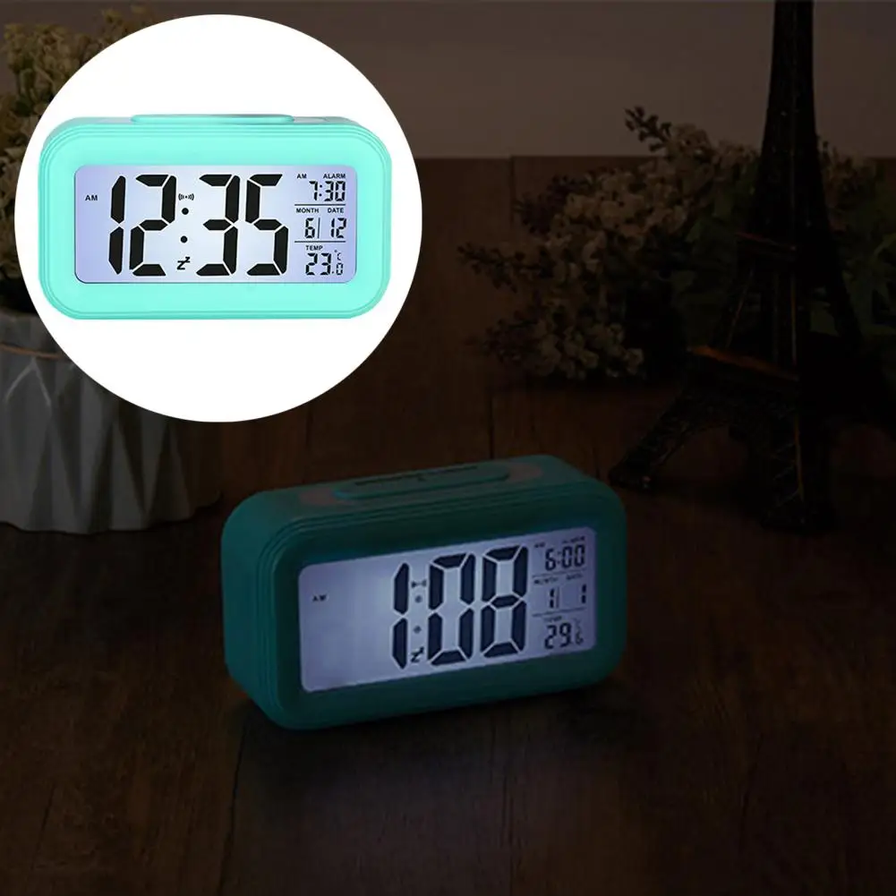 Digital Alarm Clock LED Screen Sensor Night Light Temperature Indicator Bedrooms Kids Desk Smart Clock Bedroom Use 4