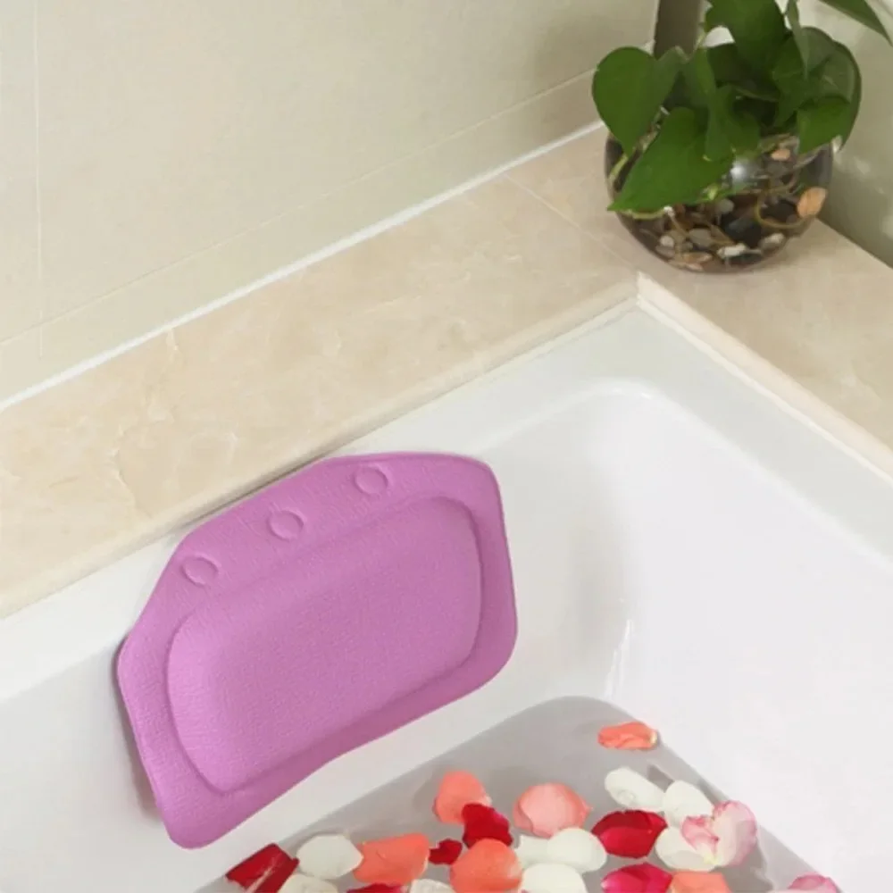 1pc PVC Neck Bathtub Cushion Soft Headrest with Suction Cup SPA Bath Pillow Bath Tub Accessories