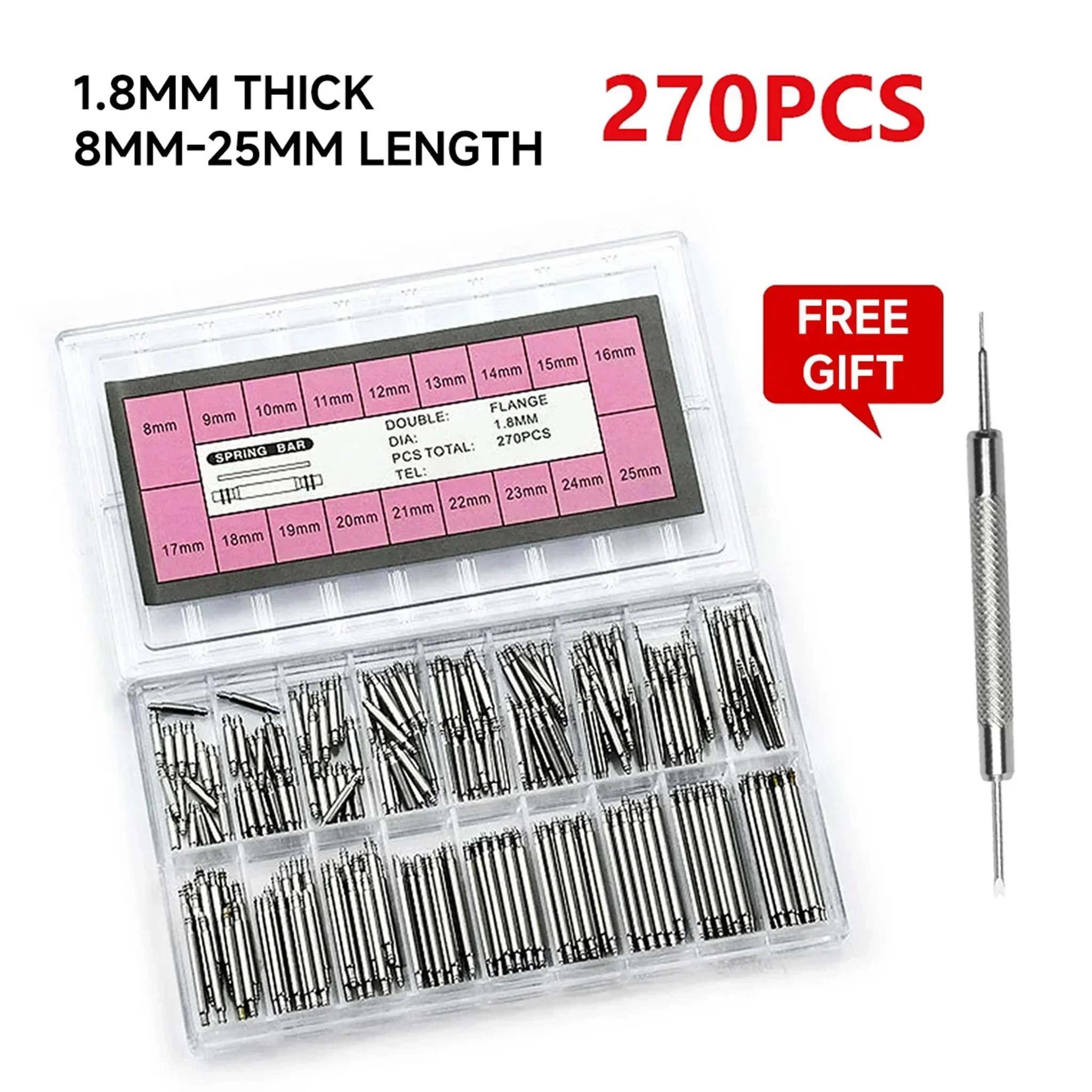 Premium Stainless Steel Spring Bars Set - Durable Watchband Repair Tools with Assorted Lengths and Diameters