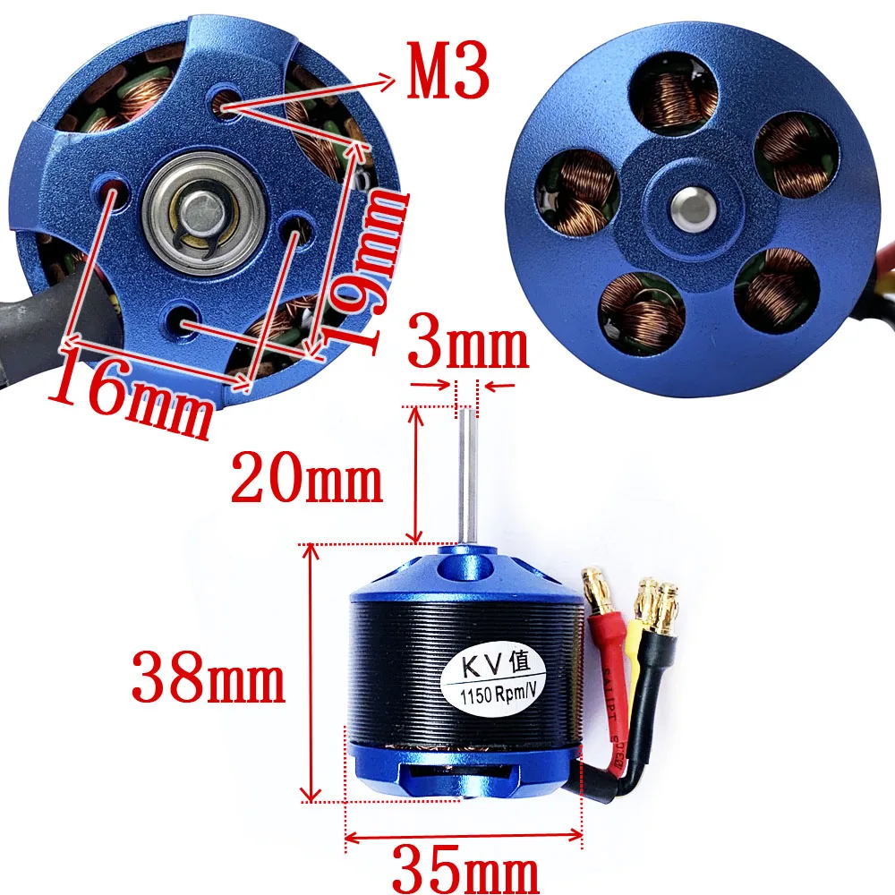 3536 Svájci minőségű motoros brushless outrunner motoros Erős áram Ajánlattétel 1150KV Magas légnyomású levegő sebesség vel Messzemenő Döfés Göngyöleg content: