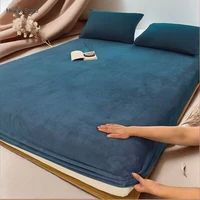 Drap-housse élastique en peluche douce et chaude, housse de matelas en molleton de corail moelleux, linge de lit double de luxe pour couple d'hiver ﻿ ﻿ 3