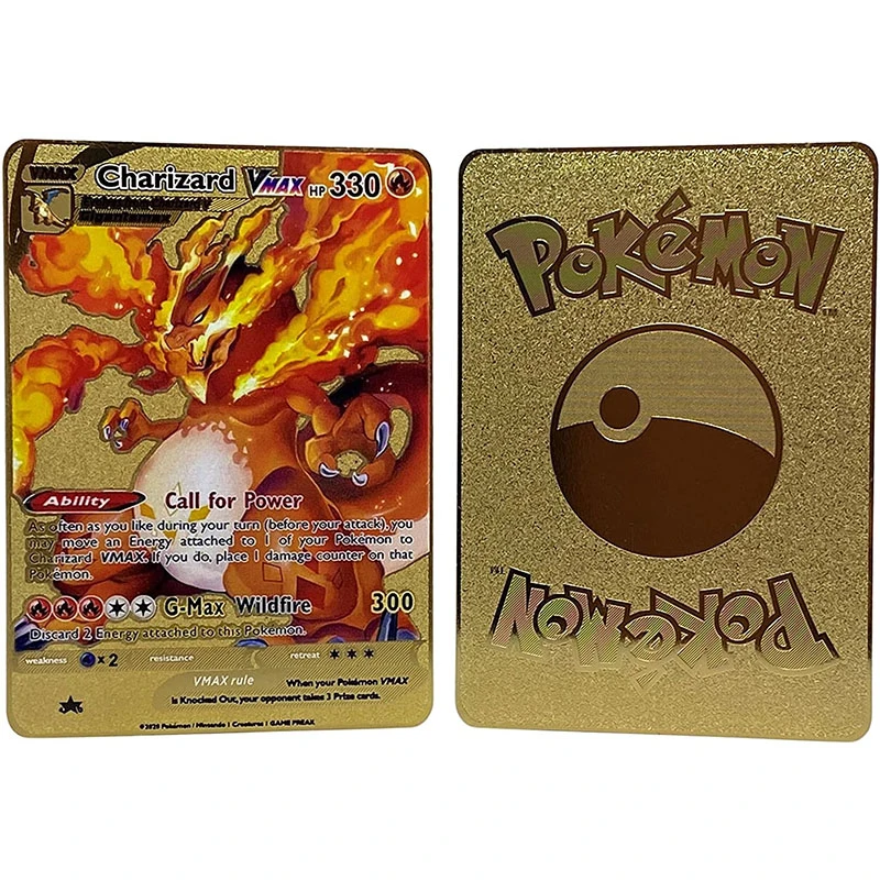 子供のためのポケモンカード 8 8x6 3cm 金メッキの金属カードのコレクション Game Collection Cards Aliexpress