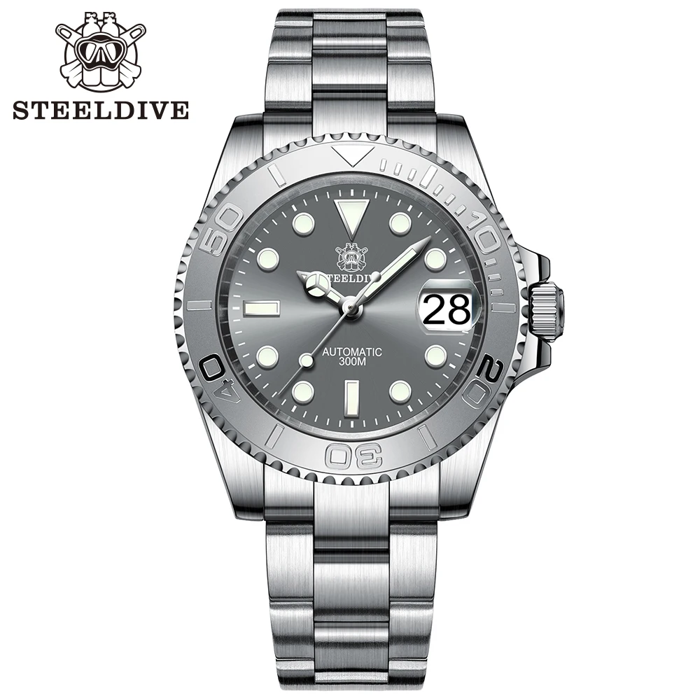 SD1953 New Color Steel Bezel 41mm Steeldive 30ATM Water Resistant NH35 Automatic Sapphire Glass Mens Dive Watch Reloj V3 Bracele
