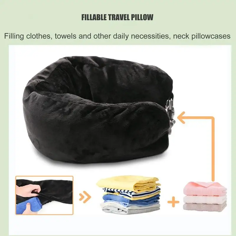 Portable Stuffable Neck Pillow Travel Neck Pillow Self-filling Travel Pillow for Travel with Refillable Support Cushion for Car 4