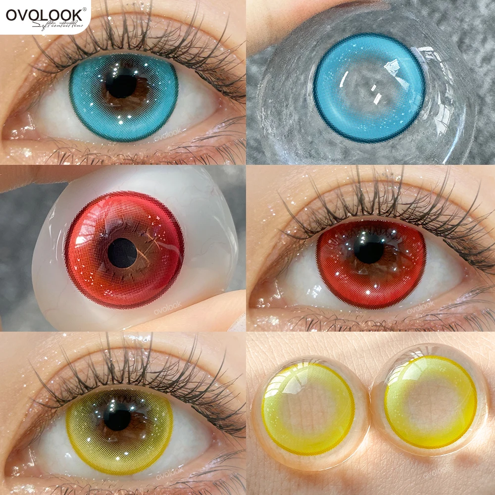 OVOLOOK-1Pair Unique patterns Contact Lenses for Eyes Cosplay Colored Eye lenses Color Beauty Pupils Blue Lens Brown Lens Myopia