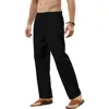 Men's Cotton Linen Pants Basic Versatile Fashion Loose Pants Male Breathable Solid Casual Drawstring Jogger Yoga Baggy Trousers 5