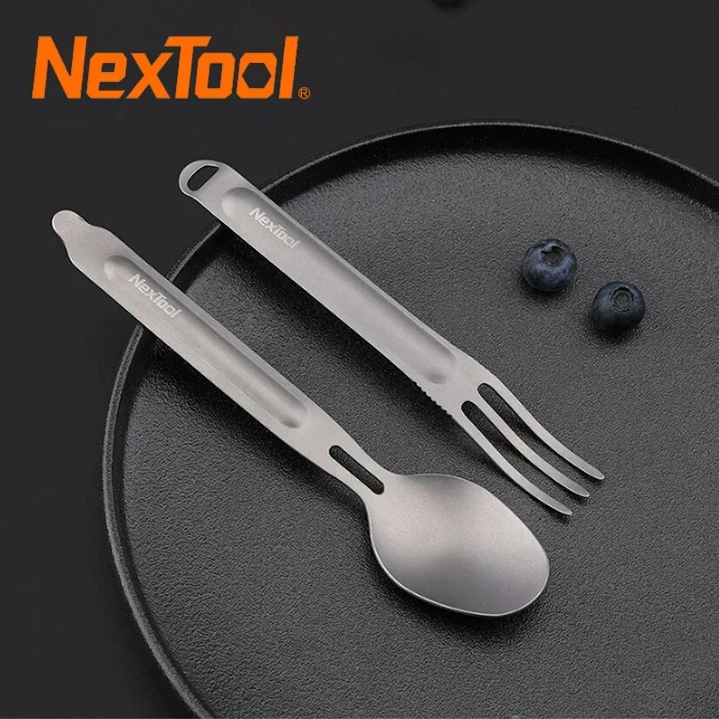 NexTool Titanium Spoon Spork Outdoor Portable Reusable Camping Tableware Case EDC Environmental Picnic Cookware Cutlery picnic cutlery set picnic tableware camping cutlery set cutlery set