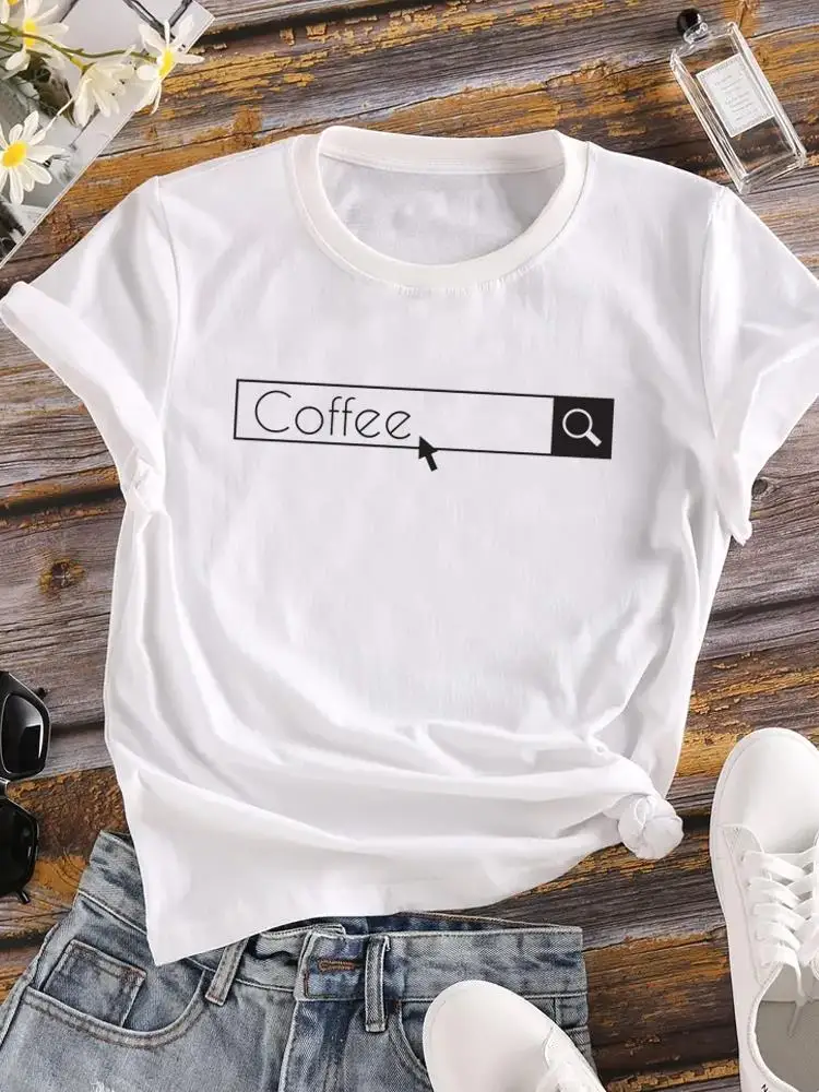 

Coffee Love Style Trend 90s Short Sleeve Clothing Tee Top Fashion O-neck T Shirt Graphic T-shirts Print Women Clothes