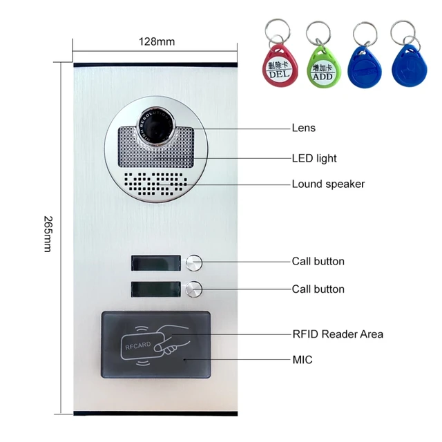 Apartment intercom system 7-inch video doorbell intercom kit aluminum alloy camera can be equipped with 2/3/4 intercom system 3