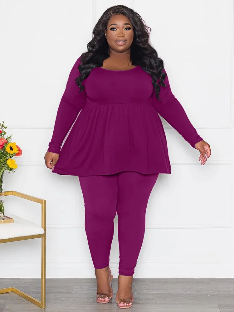 Wmstar Plus Size Pants Sets Womens Two Piece Set Solid Casual Fall Clothes New in Outfits Matching Wholesale Dropshipping 2023