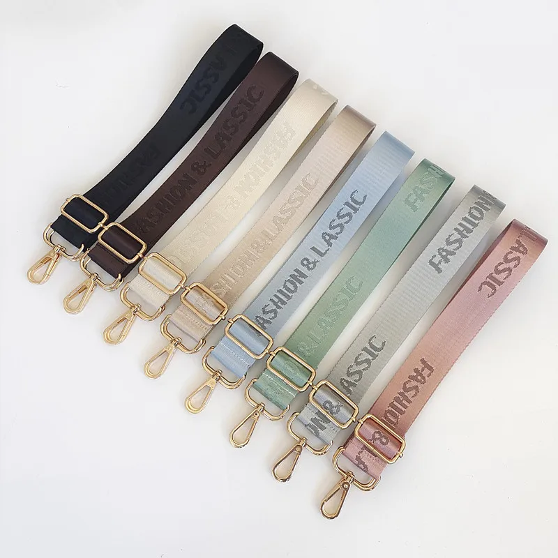 

New Pure Color Cotton Webbing With Pu Leather Long Shoulder Strap Adjustable Shoulder Messenger Bag Accessory Bag Obag