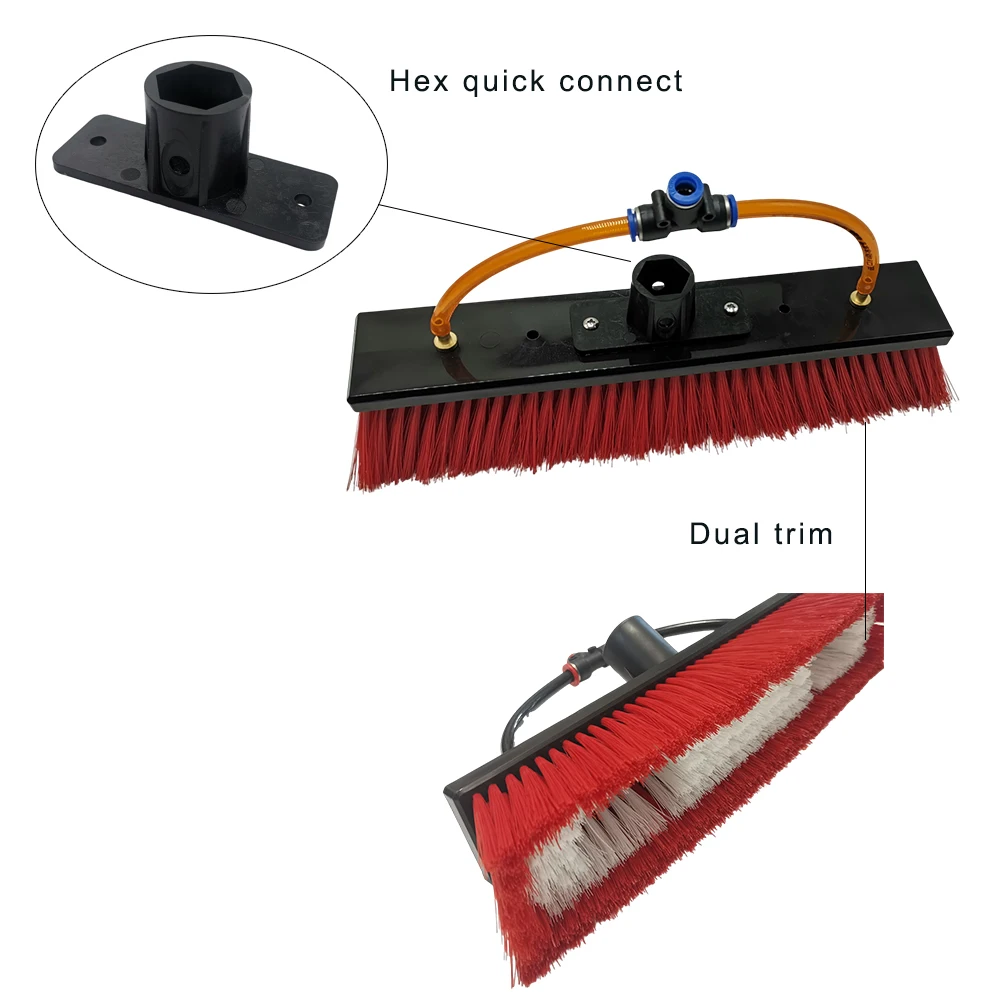 Solar Panel Cleaning 16FT Aluminum Pole Water Fed Brush with Swivel Squeegee Washer for Window Cleaning (4.8M) 3