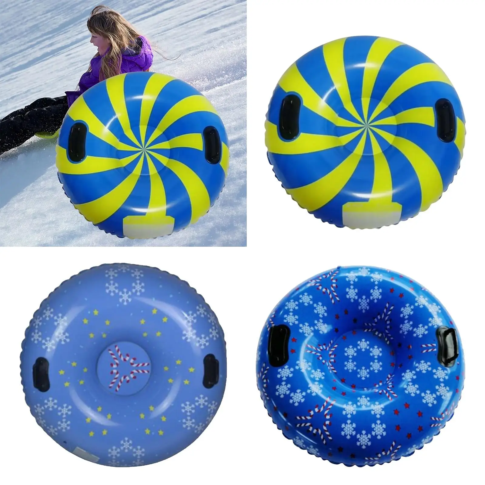 Snow Tube Thickened Snow Tubes for Sledding Heavy Duty, Large Inflatable Tube Sled for Boys Girls