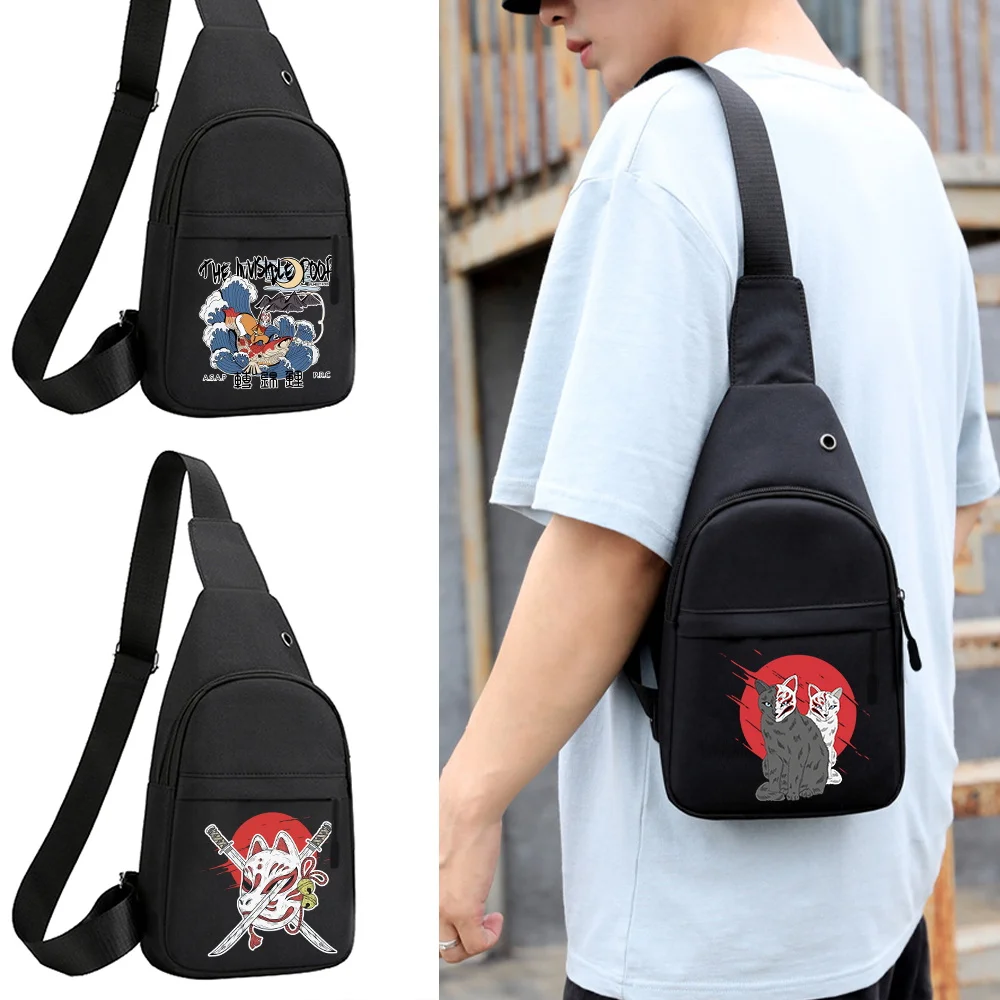 

Men Waist Pack Purse Casual Large Phone Belt Bag Pouch Women's Canvas Mask Print Travel Phone packs Black Fanny Banana Bag Hip