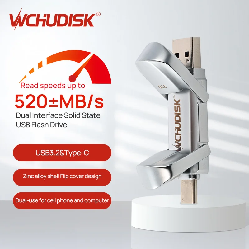 

Флэш-накопитель WCHUDISK 2 в 1, флэш-накопитель USB 3,2, 128 ГБ, 256 ГБ, 512 ГБ, 1 ТБ, USB Gen2, флэш-накопитель для ноутбука, настольного ПК