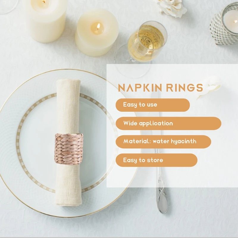 Water Hyacinth Napkin Rings Rustic Rings Birthday Party Dinner Table Decoration Napkin Ring Towel and Napkin Holder