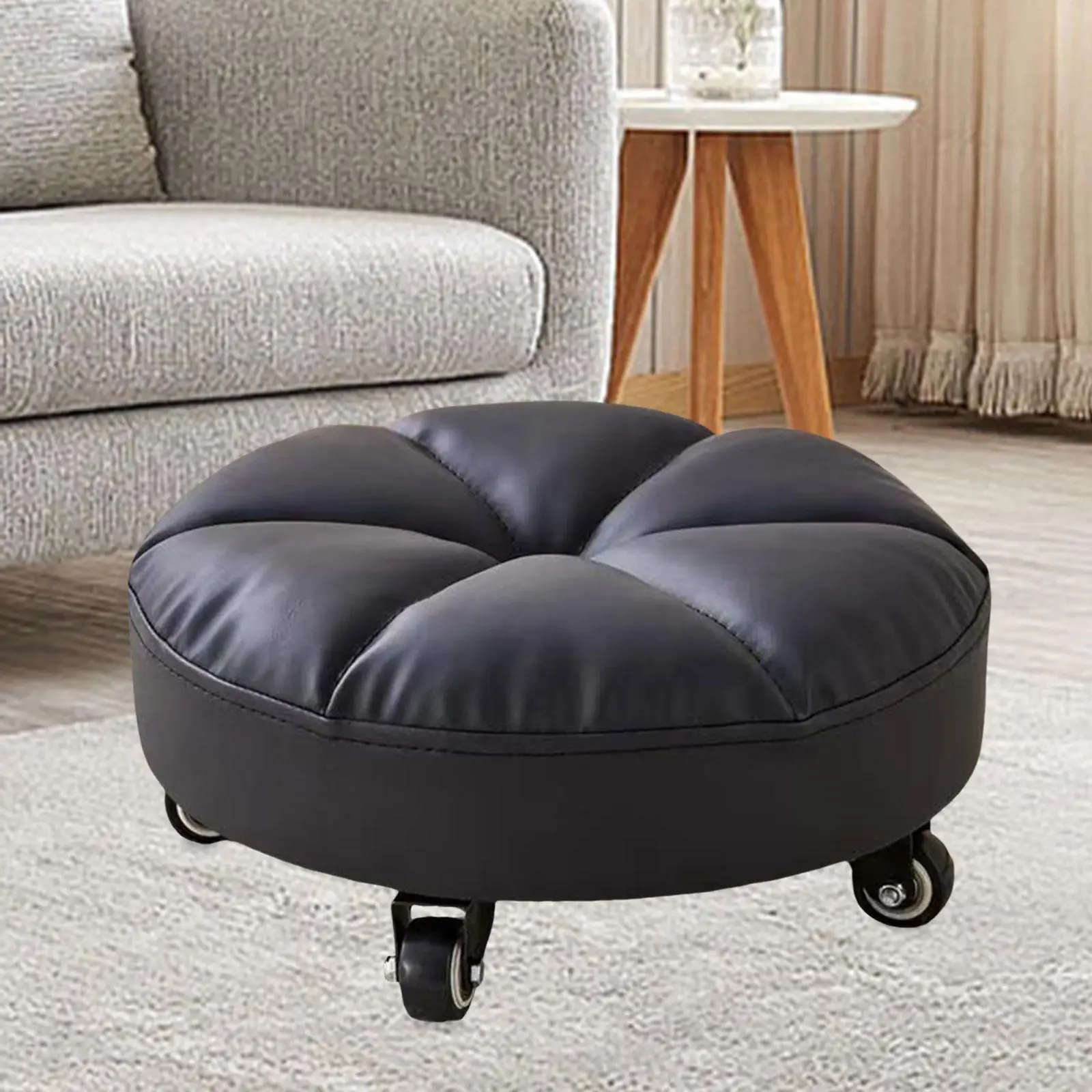 Low Roller Seat Footstool Portable 360 Degree Rotating Sofa Tea Stool  Rolling