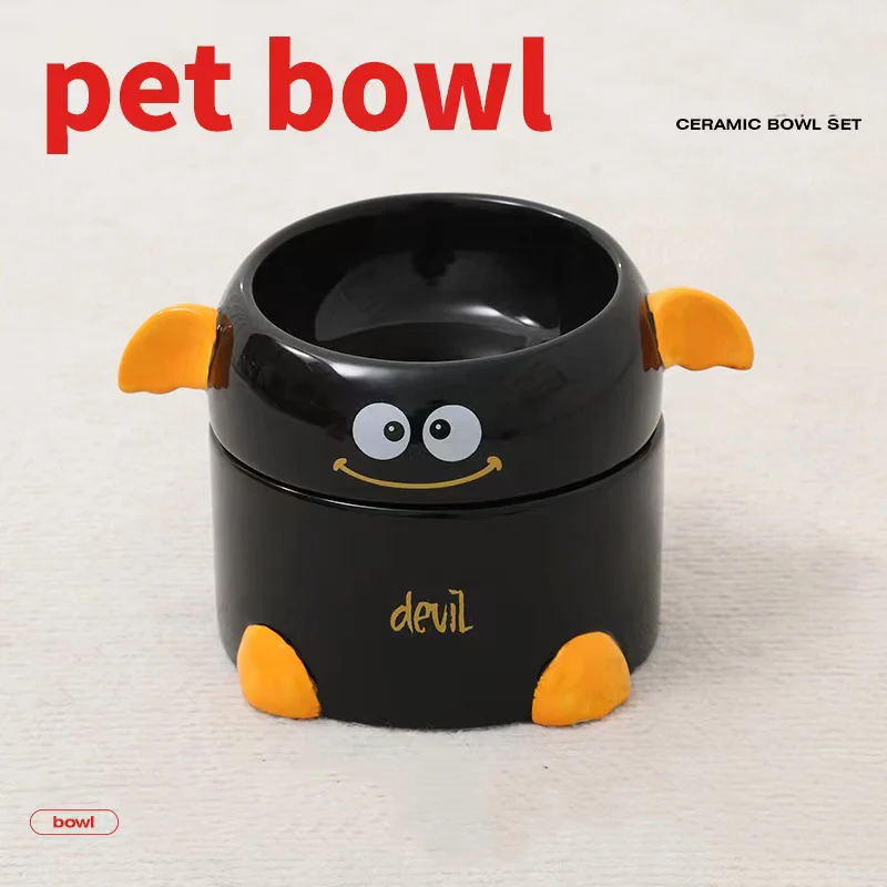 Ceramic Cat Bowl Pet Cat Food Water Feeder Drinking Bowl Protection Cervical Spine Cat Food Bowl Dog Feeding Bowls Pet Supplies
