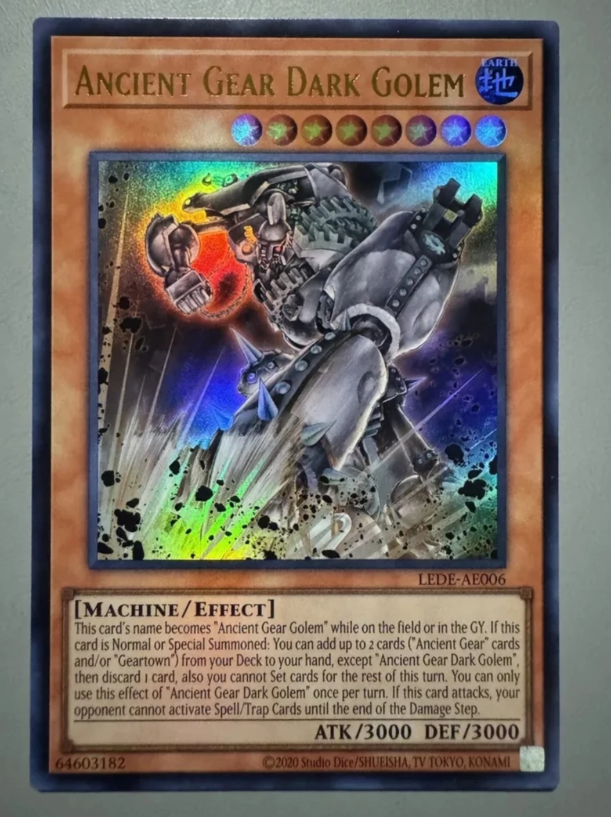 Yugioh KONAMI Duel Monsters LEDE-AE006 Ancient Gear Dark Golem Ultra Rare Asian English Collection Mint Card