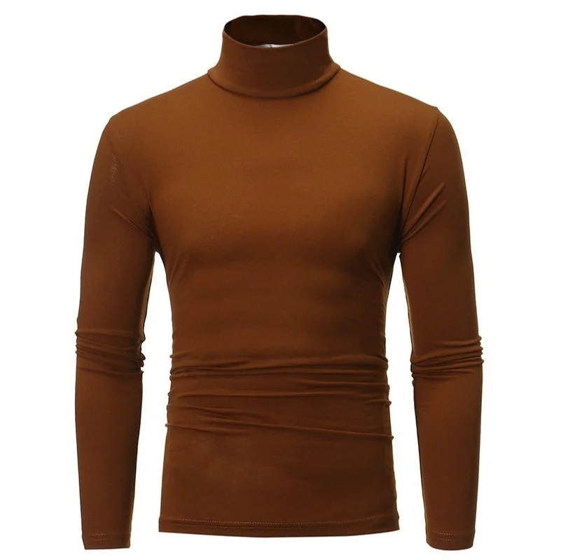 New Fashion Base Tee Shirt Men Slim Fit Knit High Neck Pullover Turtleneck Sweater Tops Shirt 6