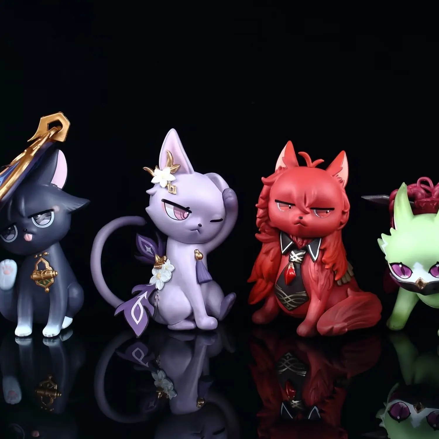 

Game Genshin Impact cat Keqing Diluc Kuki Shinobu wanderer q-version Decoration ornaments PVC model kid gift