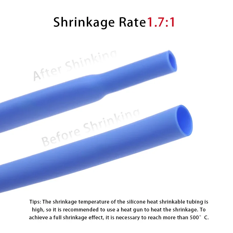 실리콘 열 수축 튜브 직경 0.8  30mm 2500V 유연한 케이블 슬리브 절연 고온 소프트 DIY 와이어 랩 보호기