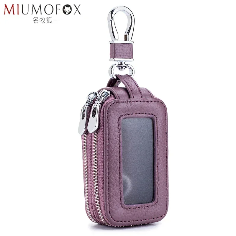 Car Key Holder Men Genuine Leather Practical Housekeeper Multifunctional Double Zipper Square Home Key Case Women Keys Wallet key case,key holder,key organizer,key purse,key protector