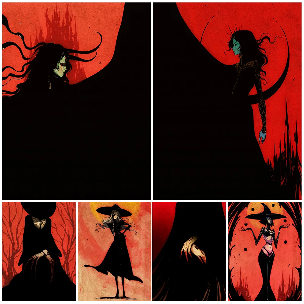 

Ancient Greek Night Goddess Vintage Wall Art Canvas Painting Shadow Witch Abstract Art Poster And Print For Living Room Decor
